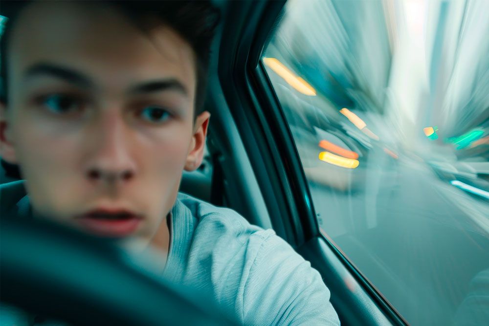 Young driver appearing distracted or impaired, illustrating reckless driving risks in Newport News, VA. Legal guidance for reckless driving cases.