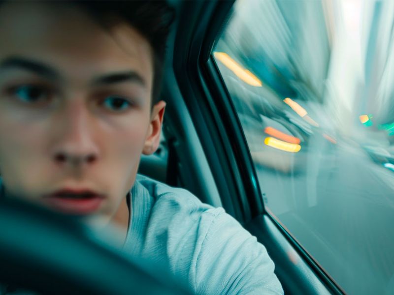 Young driver appearing distracted or impaired, illustrating reckless driving risks in Newport News, VA. Legal guidance for reckless driving cases.